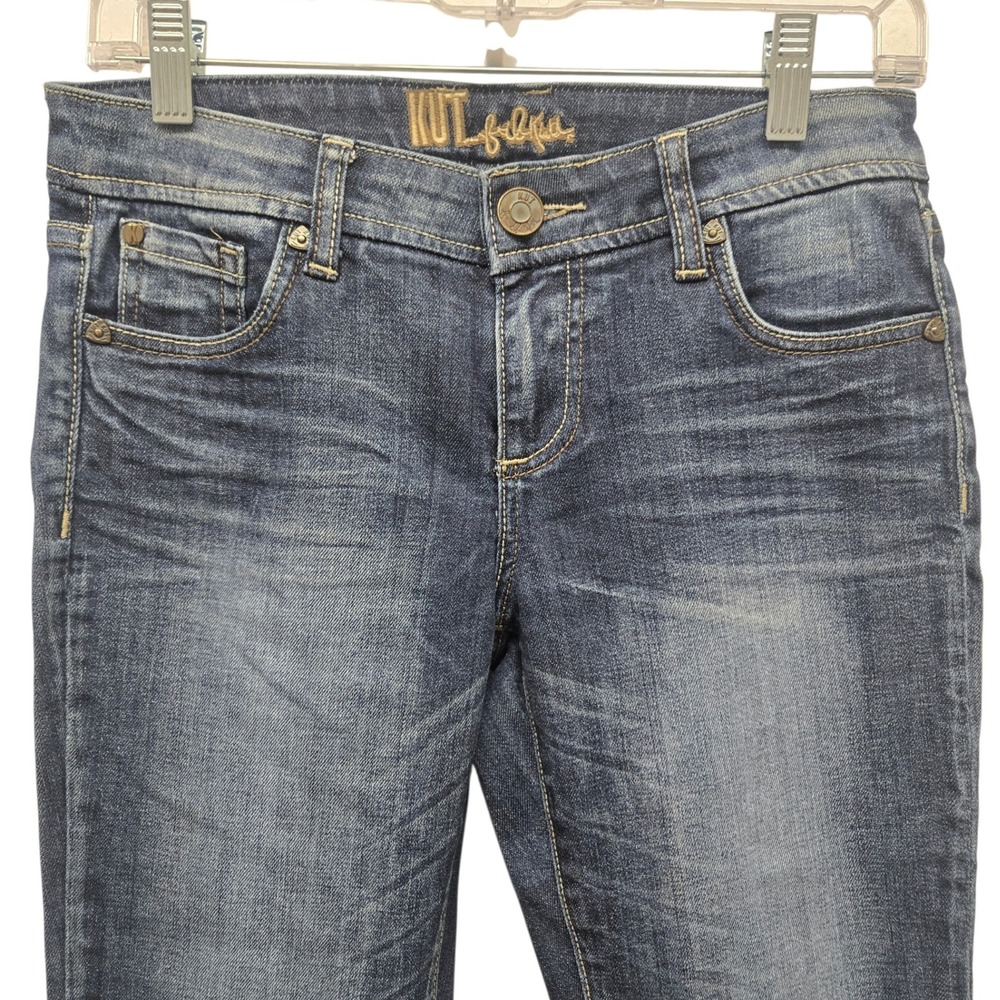 Kut from the Kloth Womens 2 Dark Wash Raw Hem Cropped Capri Jeans Indigo Denim